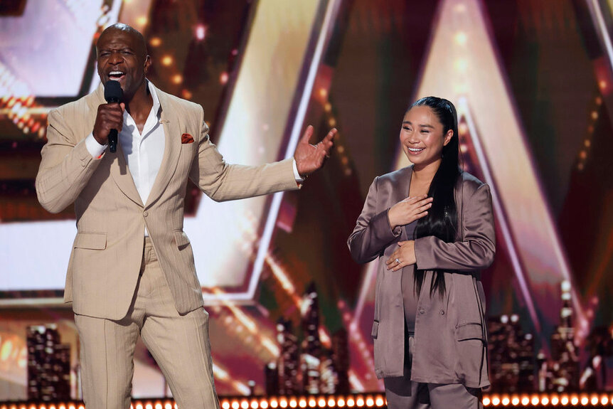 Terry Crews and Jessica Sanchez on stage during the quarter finals for Americas Got Talent on Sep 2, 2025.