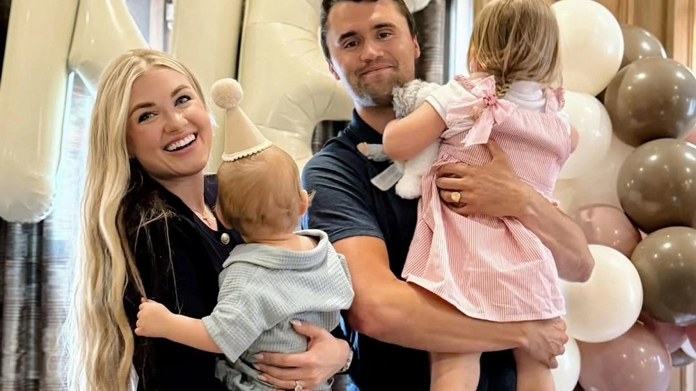 Erika Kirk with husband Charlie Kirk and two children